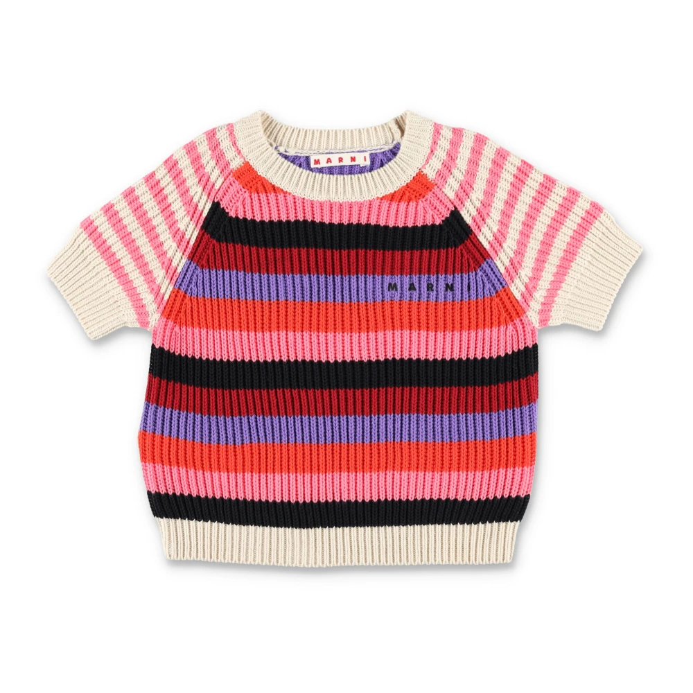 Marni Girls Red Knit Tee Stripes - Kids Knitwear - 12 Y - Kids