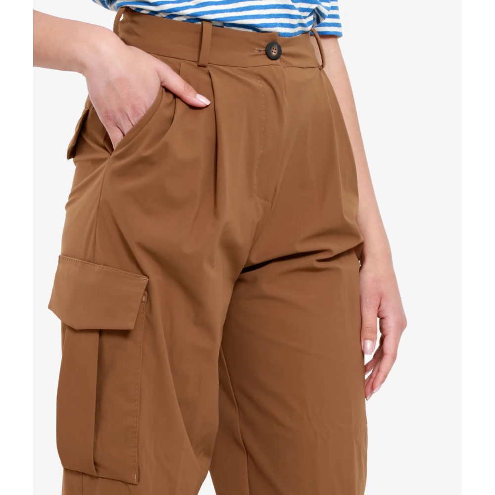 RRD High Waist Katoenen Broek met Zakken Brown Dames