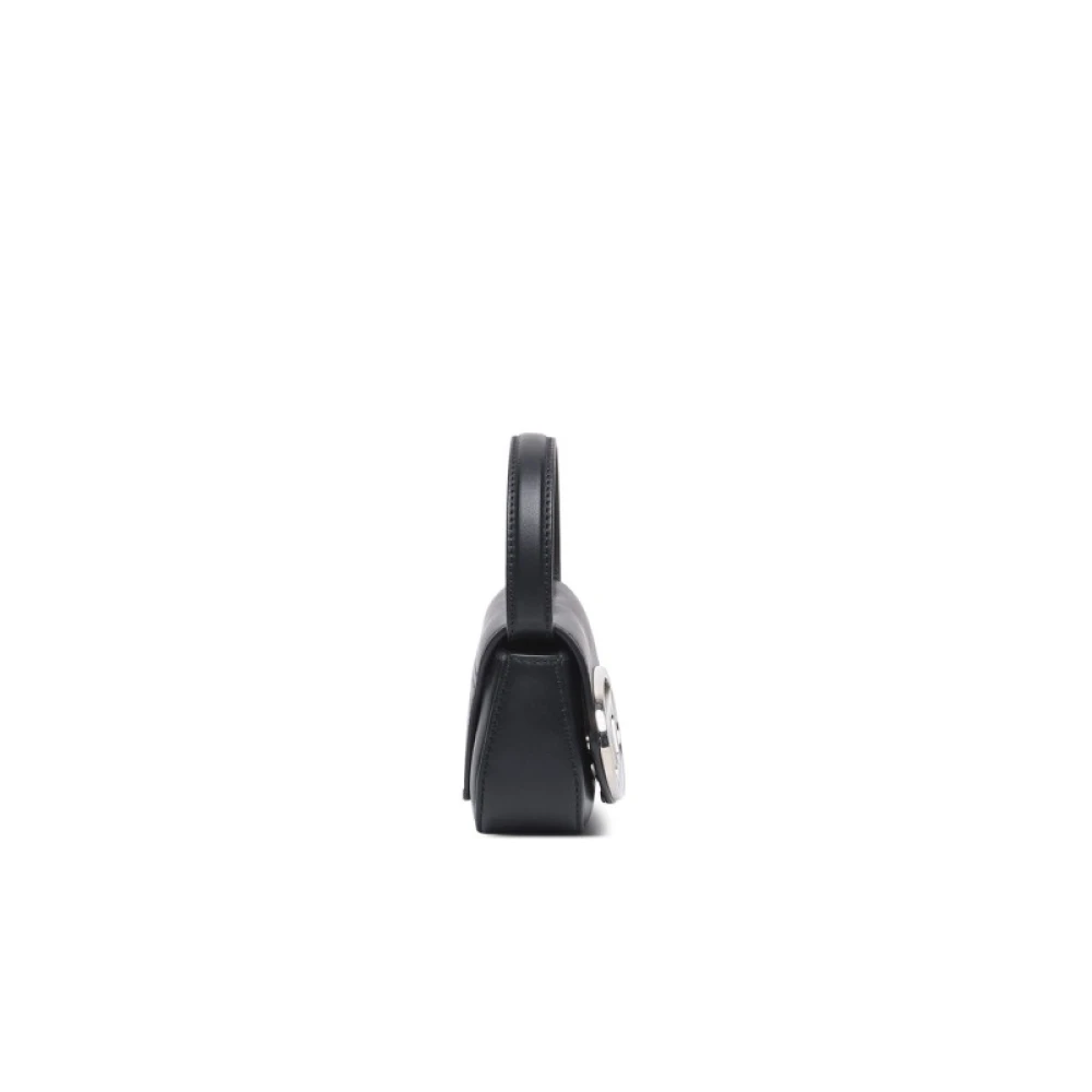 Diesel Mini Leren Schoudertas met Maxi Logo Black Dames