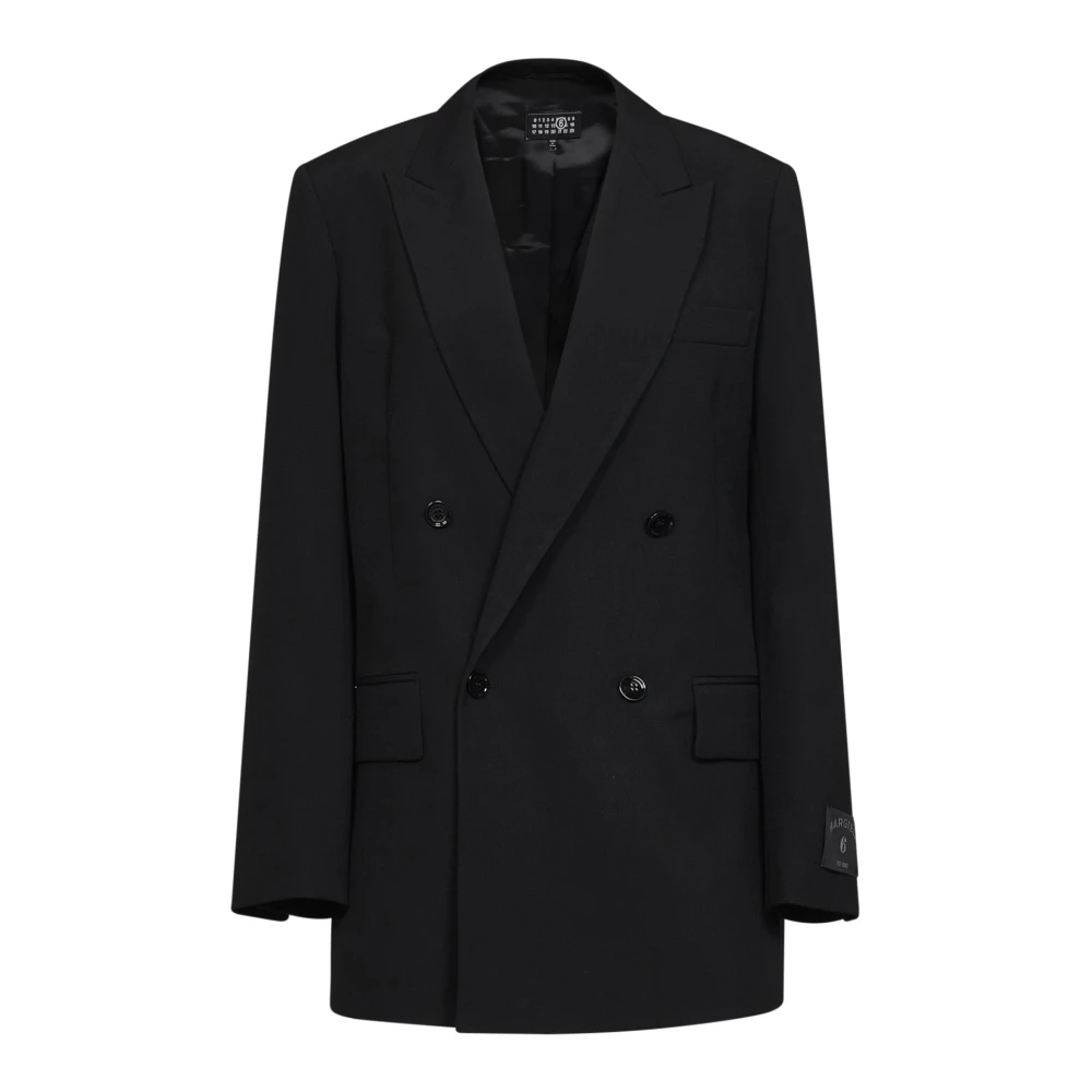 Mm6 Maison Margiela Black Wool-Blend Suit Jacket - Female - Blazers - Xs - Jackets