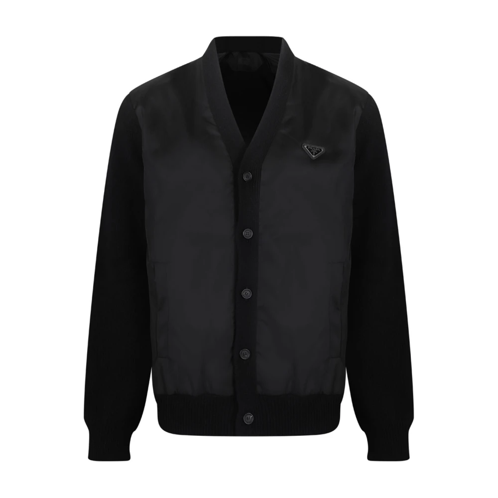 Prada Men's Black Cardigans, L, Wool And Cashmere Cardigan