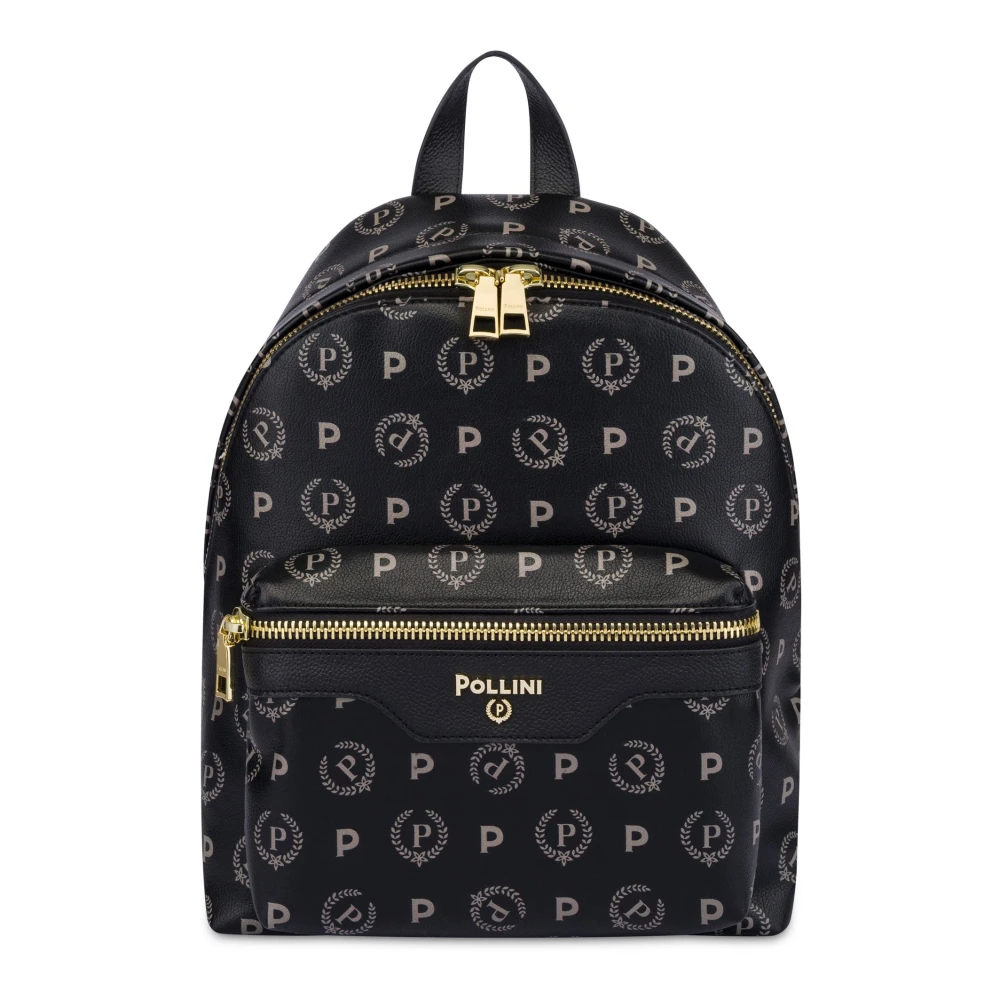 Pollini Vrouw Zwart Tassen Dames, One Size, Leer, Heritage Rugzak