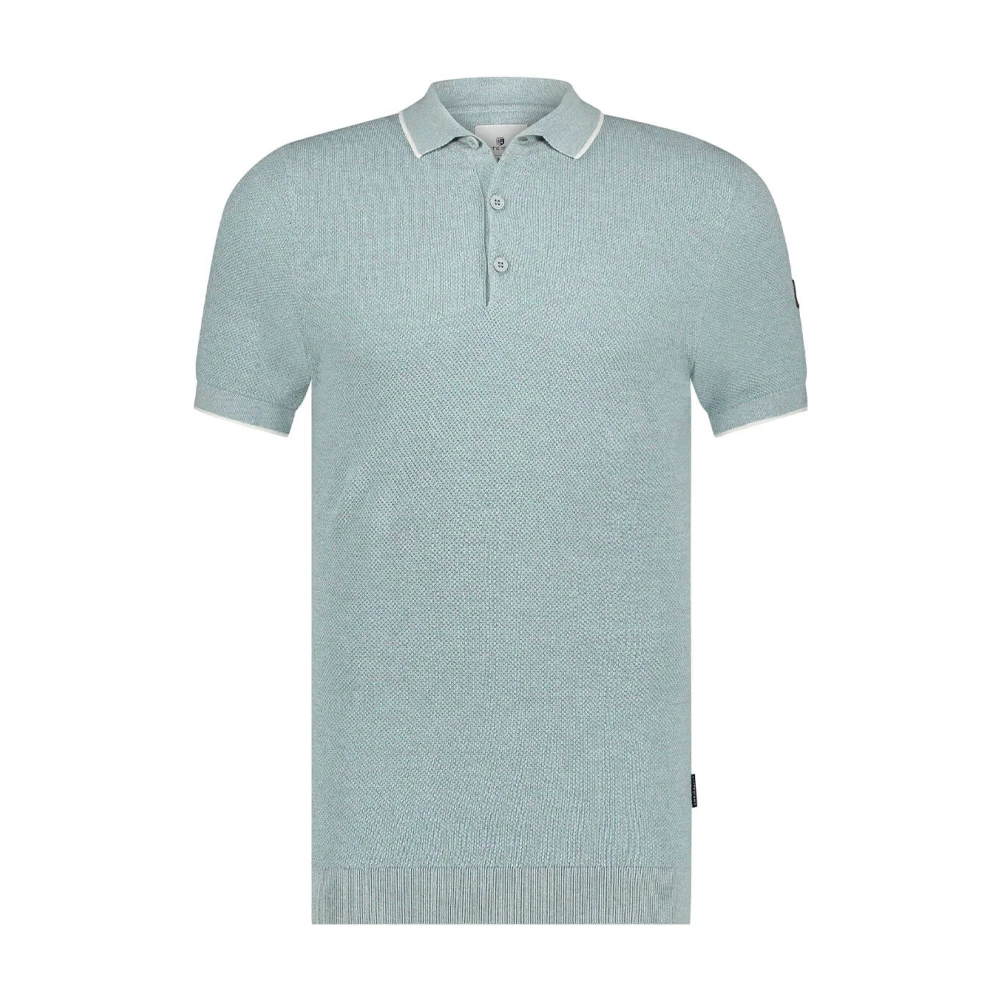 State of Art Gebreide Polo Shirt Blue Heren