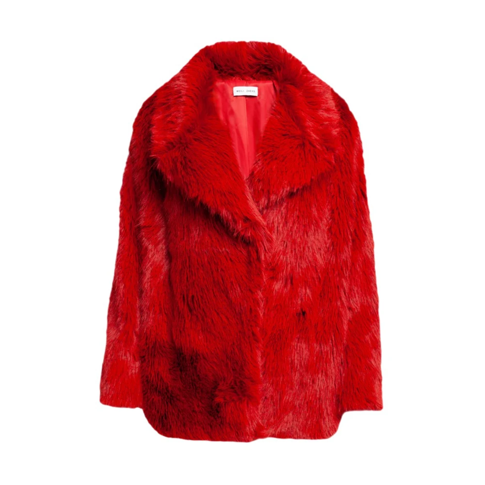 Weili Zheng Eco Bont en Eco Montons Jas Red Dames