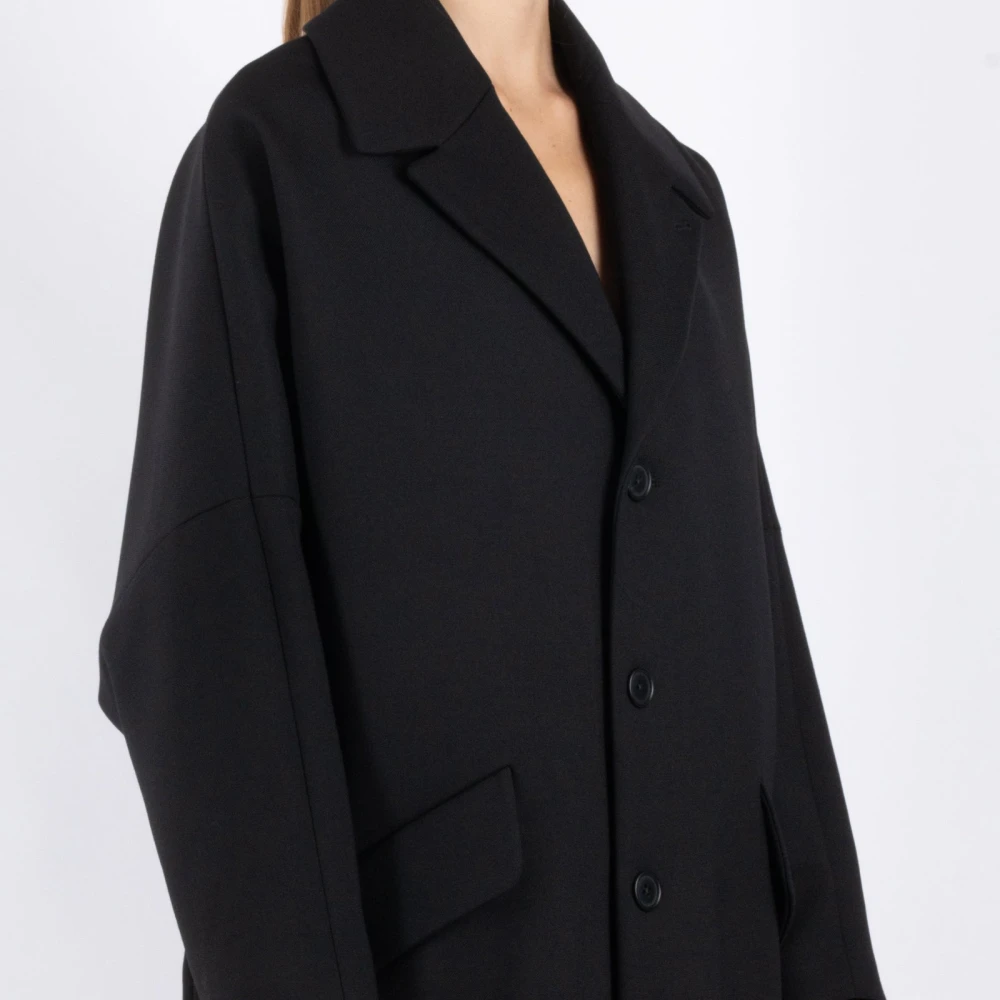 MM6 Maison Margiela Zwarte wollen jas Black Dames