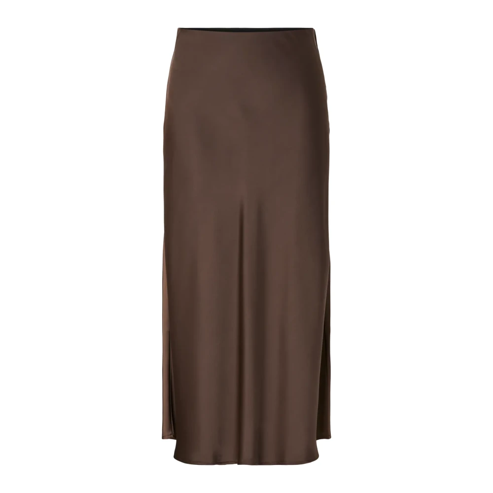 Yas Damen Braun – Satin-Midirock In Schokobraun - Bild 3