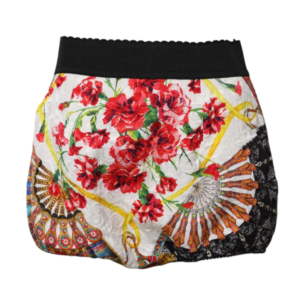 Dolce & Gabbana Women's Multicolor Short Shorts,, Floral High Waist Silk Hot Trousers Small