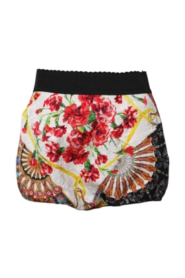 Blommig hög midja silkes shorts
