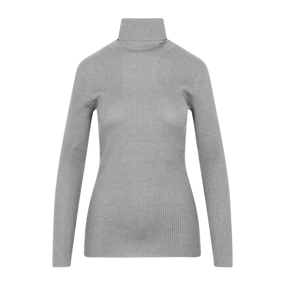 BRUNELLO CUCINELLI Kasjmier Zijde Turtleneck Sweater Gray Dames