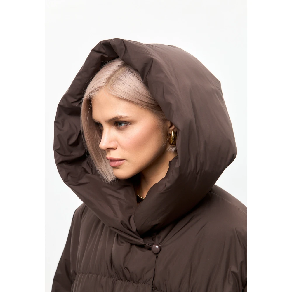 Cesare Gaspari Oversized Puffer Coat Chocolate Brown Dames