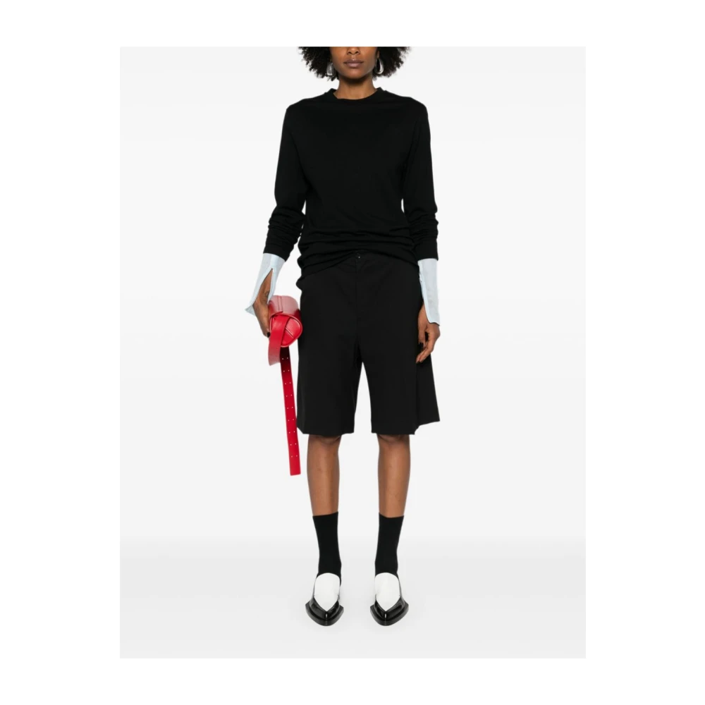 Jil Sander Zwart Katoenen Logo Print T-shirt Black Dames