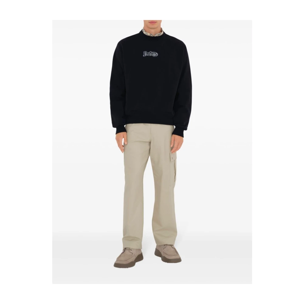 Burberry Zwarte Katoenen Ronde Hals Sweatshirt Black Heren