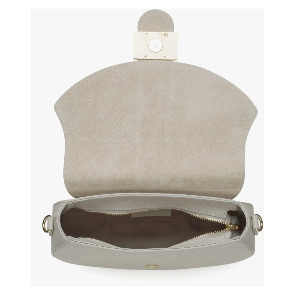 Estro Dames Melkachtig-Beige Handtas gemaakt van Echt Italiaans Leer Premium Er00115414 Beige Dames