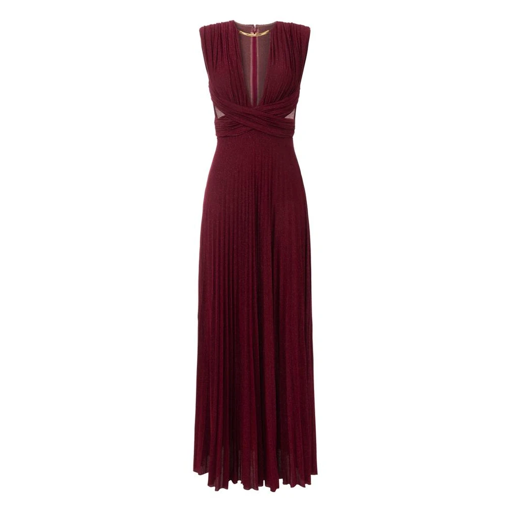 Elisabetta Franchi Red Gowns, Female, Xl, Carpet Lurex Jersey Dress