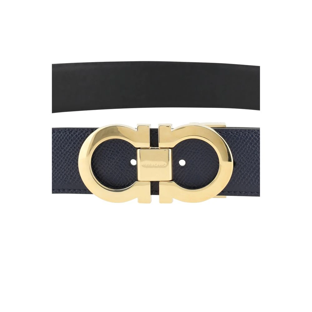 Salvatore Ferragamo Omkeerbare Leren Riem met Gancini Gesp Blue Heren