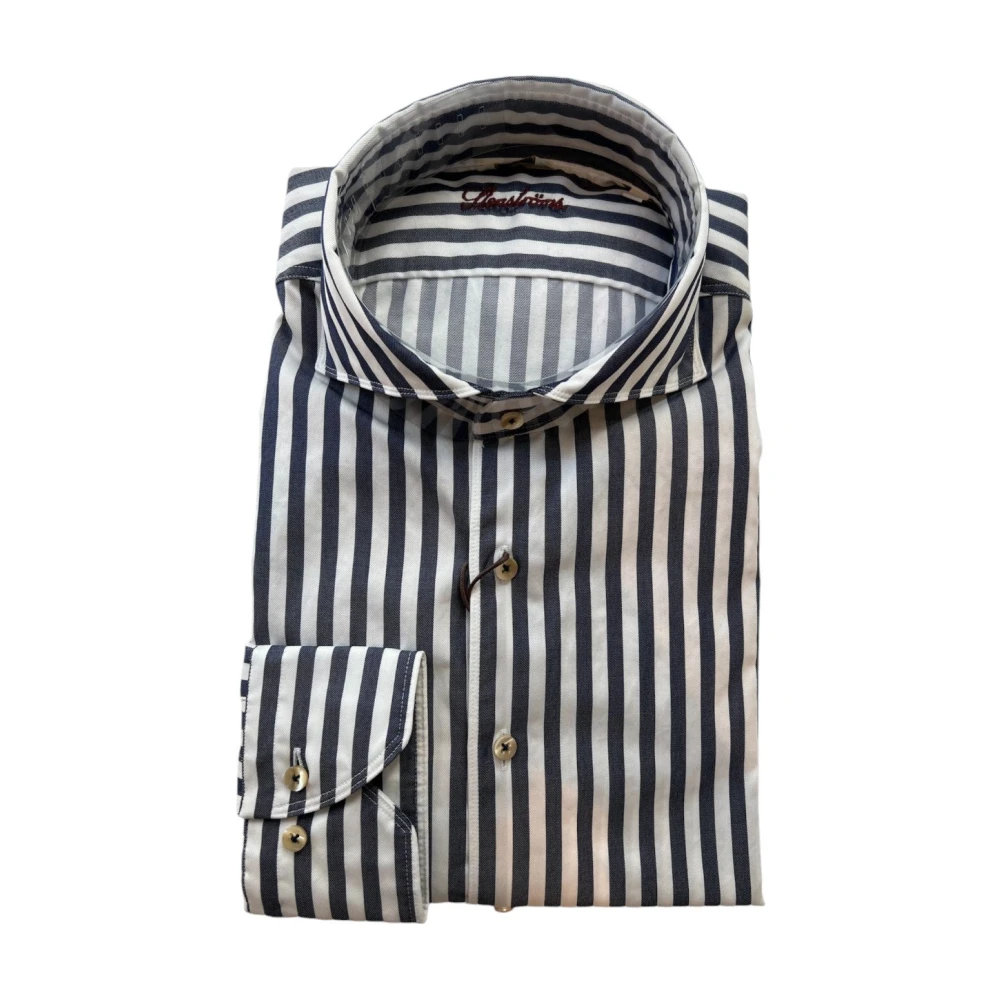Stenströms Slim Gestreept Twill Overhemd Black Heren