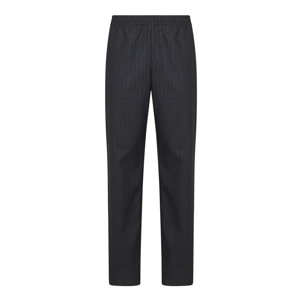 Burberry Gray Pinstriped Wool Track Trousers - Male - Straight Trousers - L - Trousers