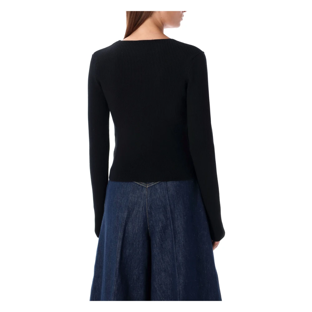 Patou Zwart V-hals Gebreid Aw24 Black Dames