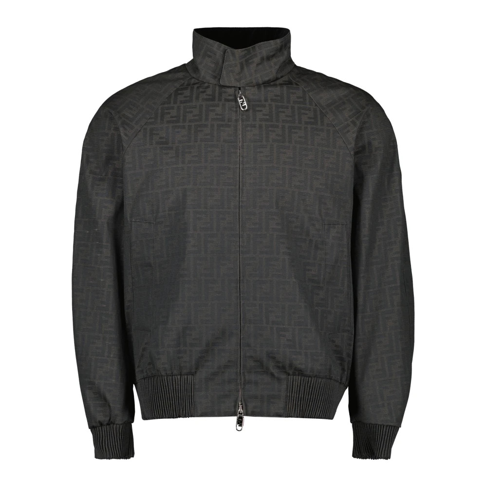 Fendi Men's Brown Light Jackets, L, Taupe Nylon Jacket Autumn-Winter Collection