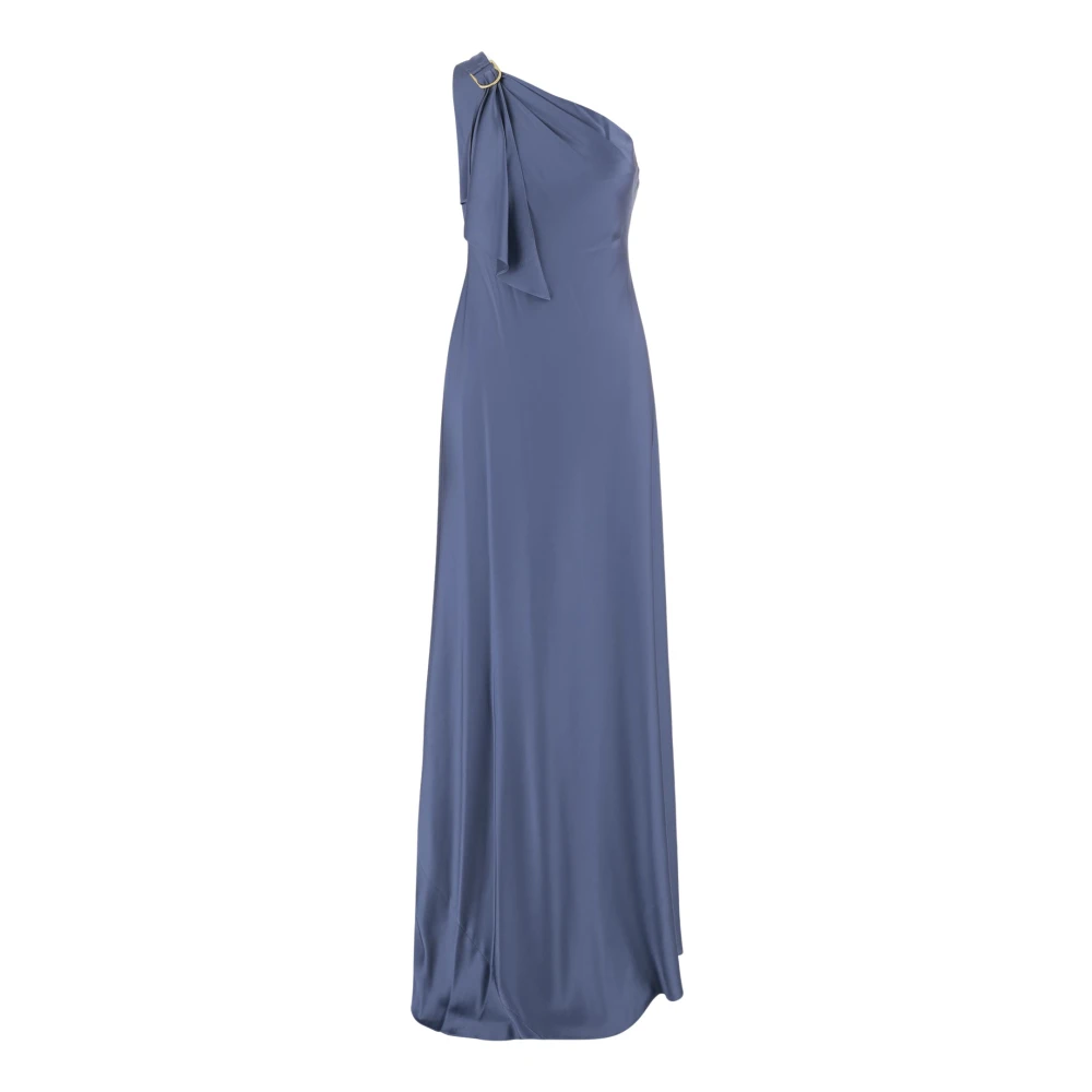 Ralph Lauren Women's Blue Gowns, 3XS, One-Shoulder Satin Charmeuse Dress