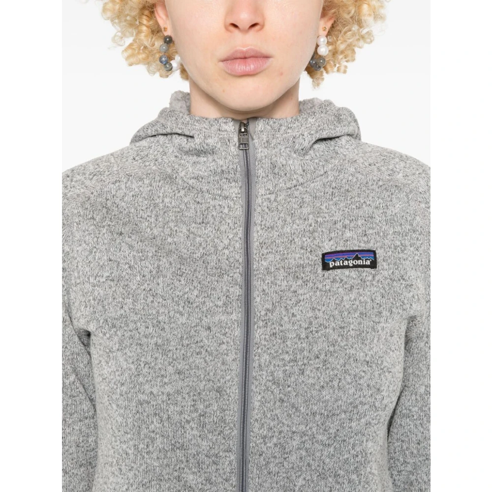 Patagonia Gebreide textuur hoody met fleece voering White Dames