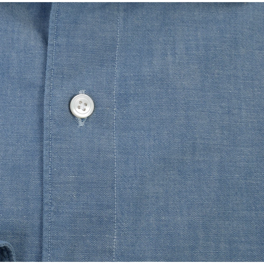 Finamore Tokyo Line Chambray Denim Overhemd Blue Heren