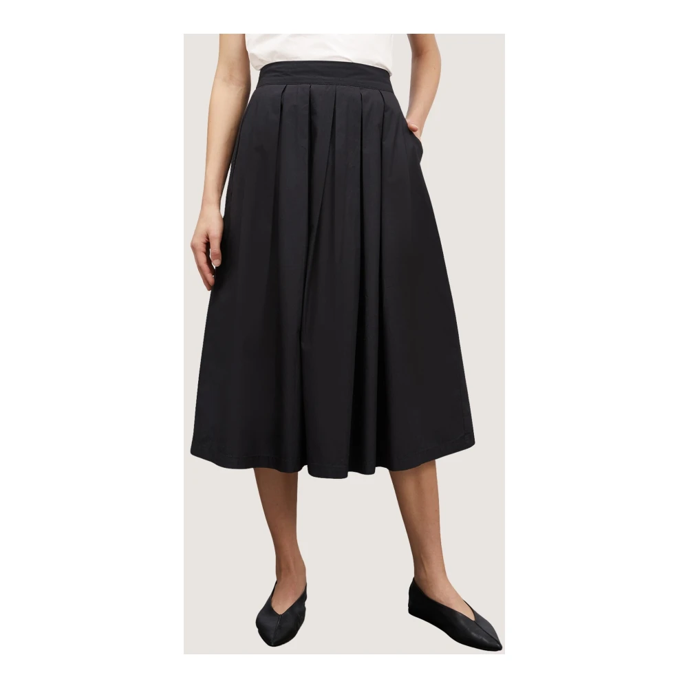 Motivi Katoenen Poplin Rok met Plooien Black Dames