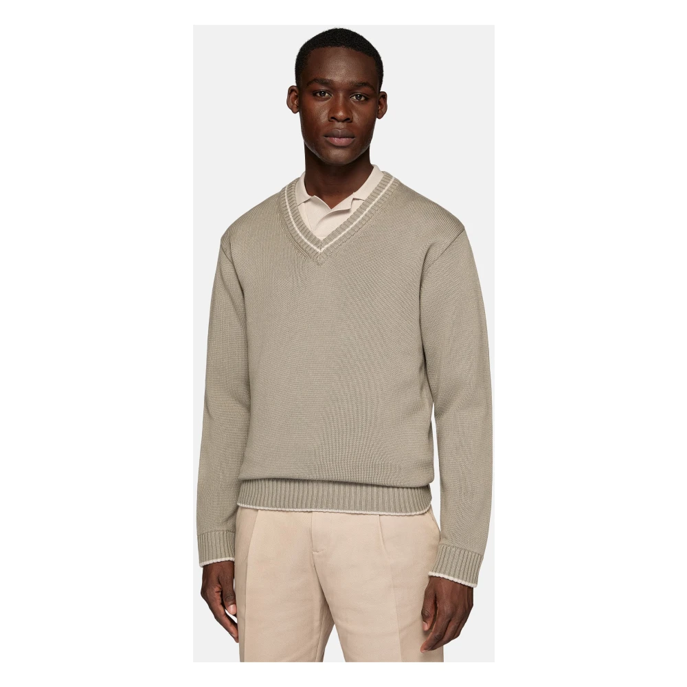 Boggi Milano V-hals Jumper Beige Heren