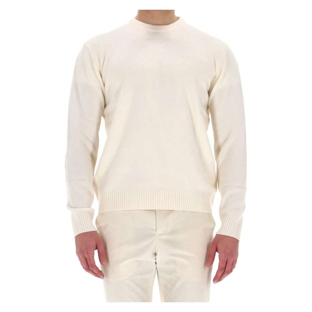 Herno Cashmere Trui met Suède Patches Beige Heren