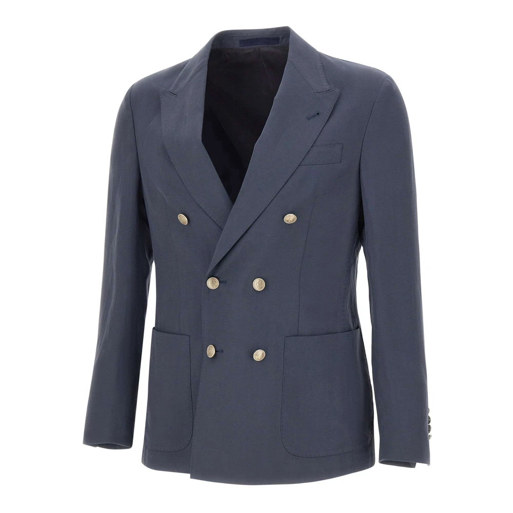 Eleventy Men's Blue Blazers, L, Double-Breasted Blazer