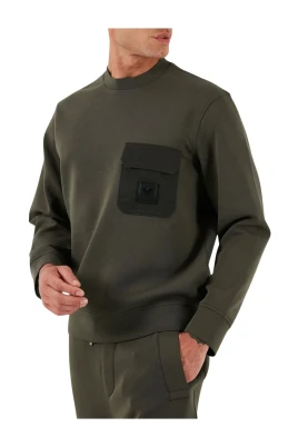 Sweatshirt med passpoalficka och rund hals