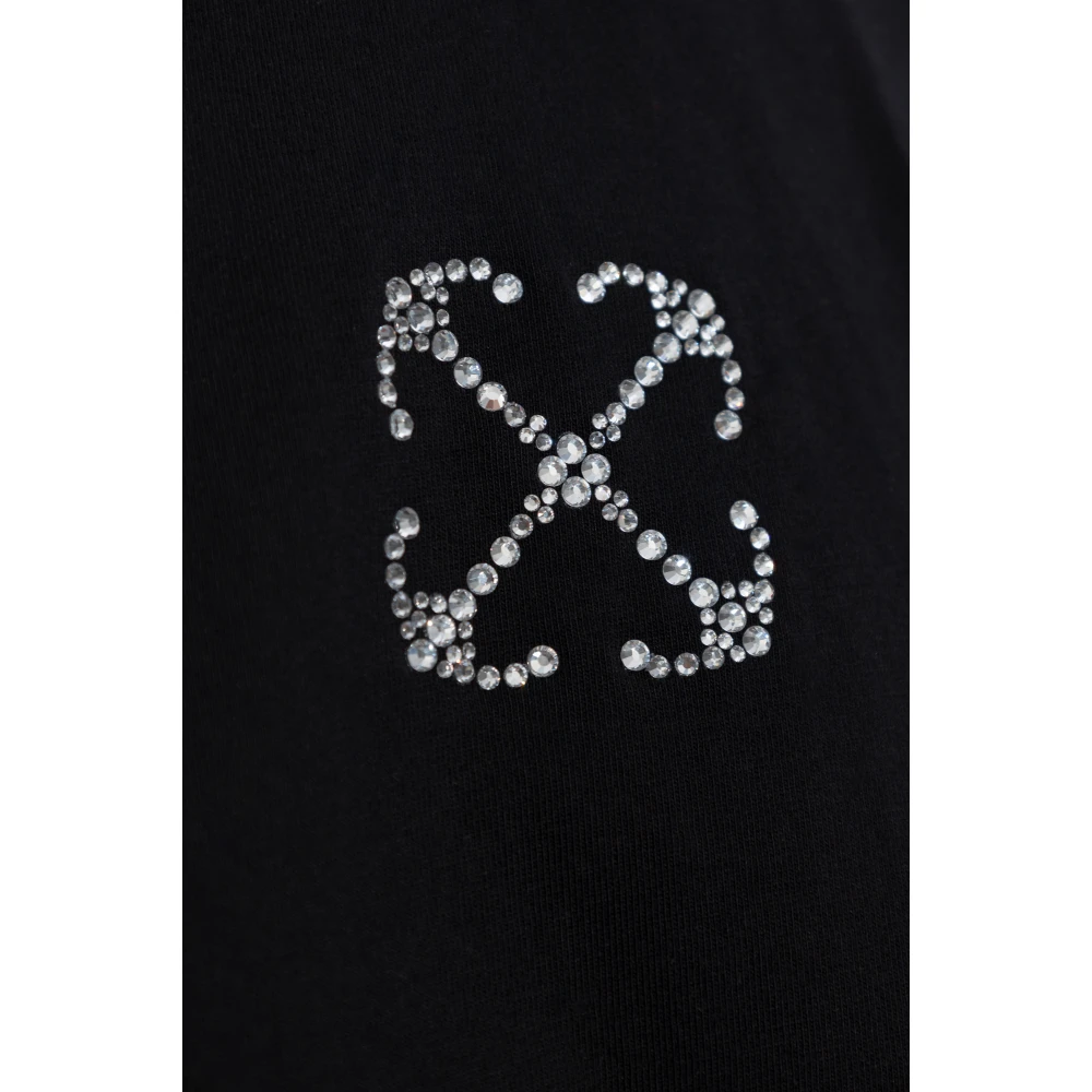 Off White T-shirt met logo Black Dames