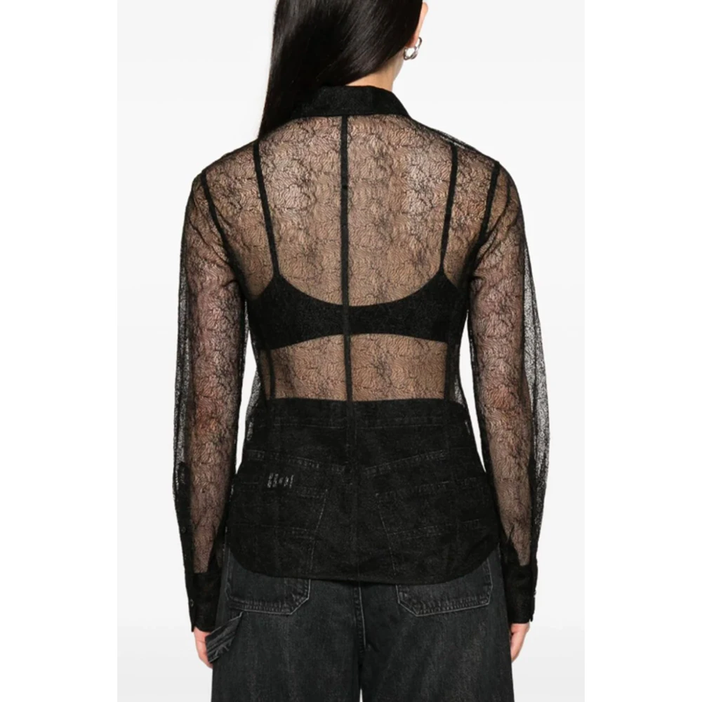 Helmut Lang Mesh Design Zwarte Shirt Black Dames