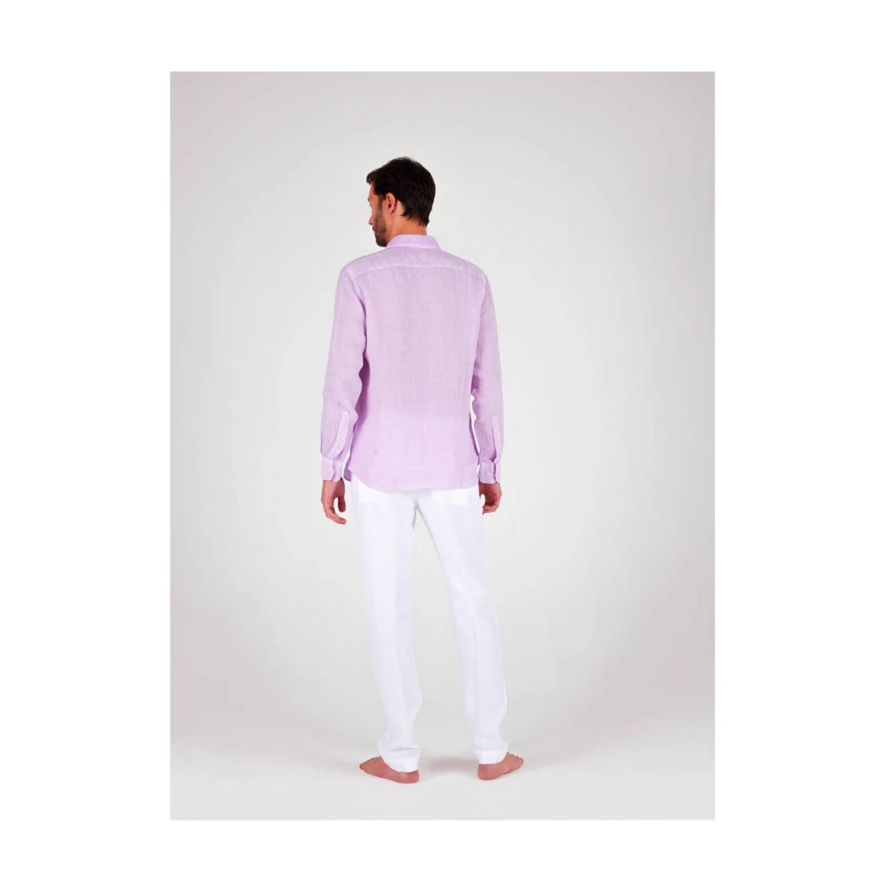 120% lino Lavendel Slim Fit Linnen Overhemd Purple Heren