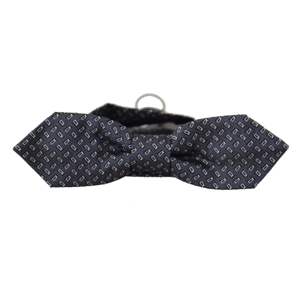 Dolce & Gabbana Elegante Polka Dot Zijden Vlinderdas Blue Heren