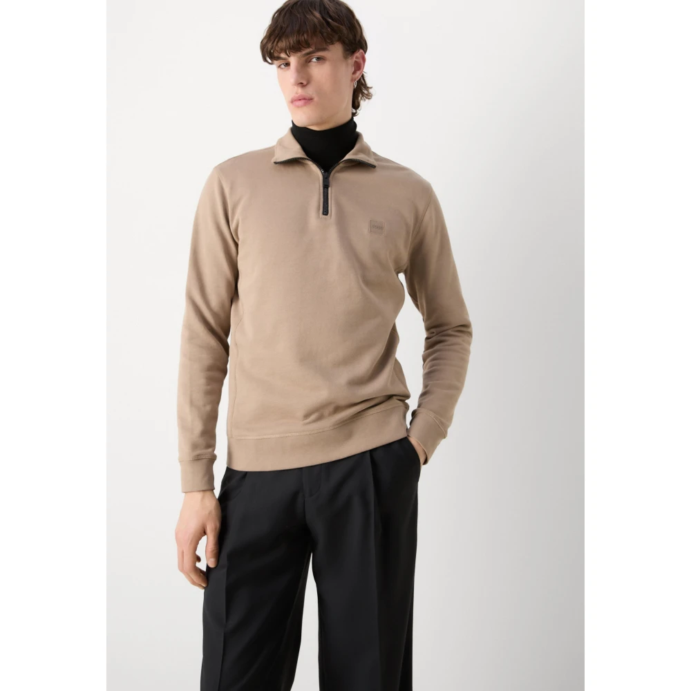 Hugo Boss Zetrust Half Zip Sweatshirt Brown Heren