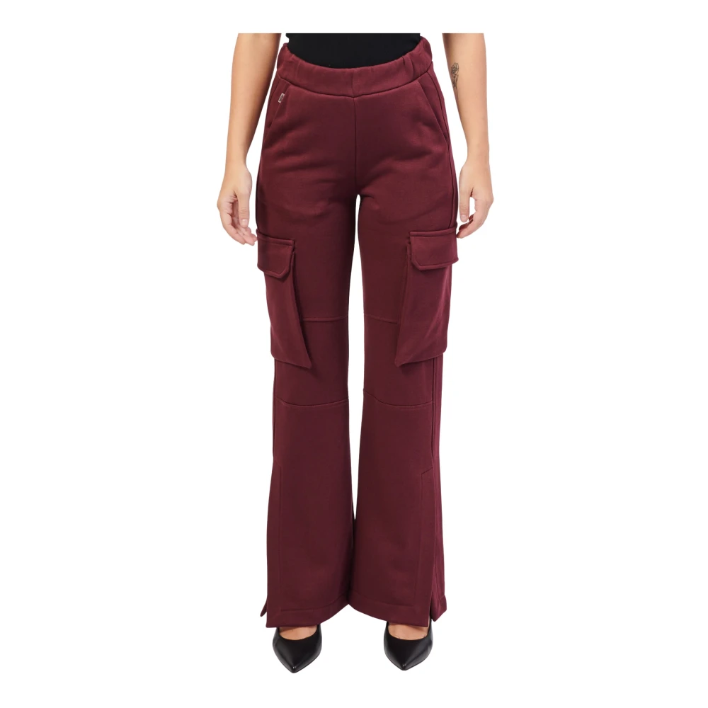 Jijil Cargo broek met wijde pijpen en enkelsplitten Red Dames