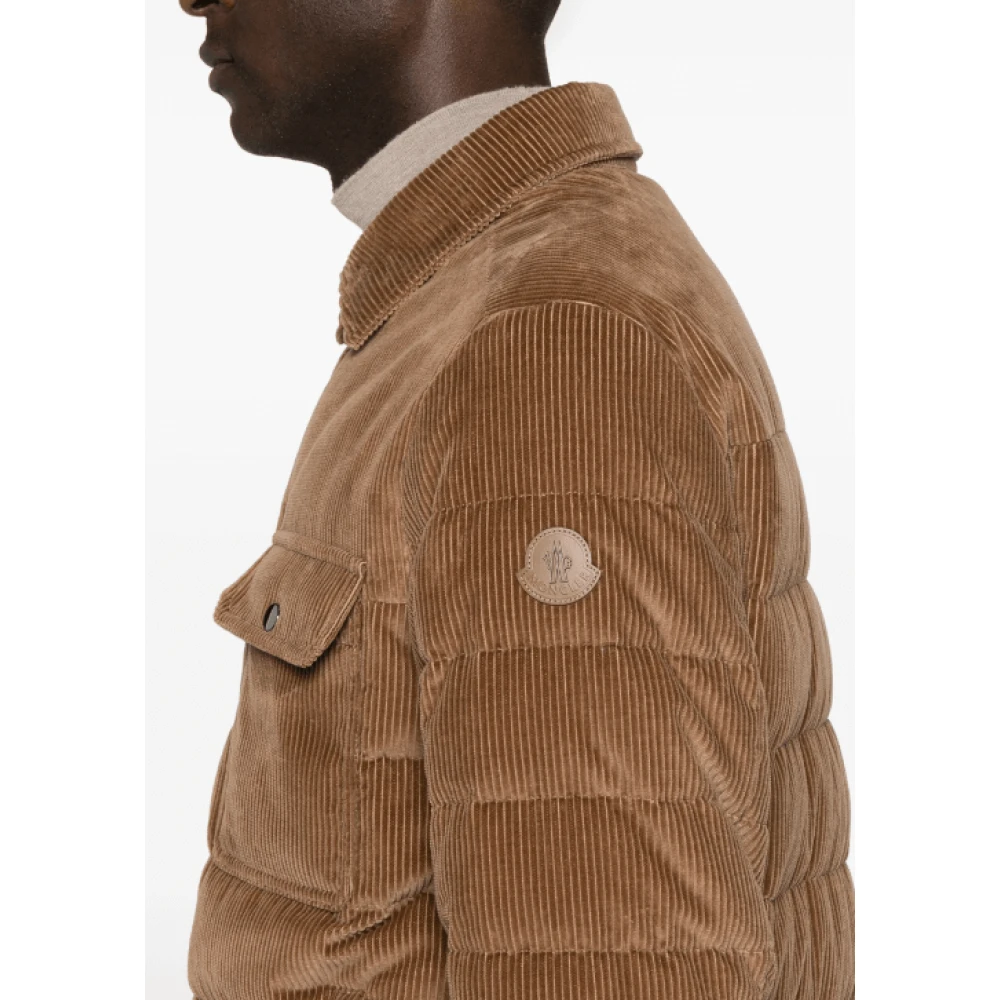 Moncler Bruine Corduroy Pufferjas Brown Heren