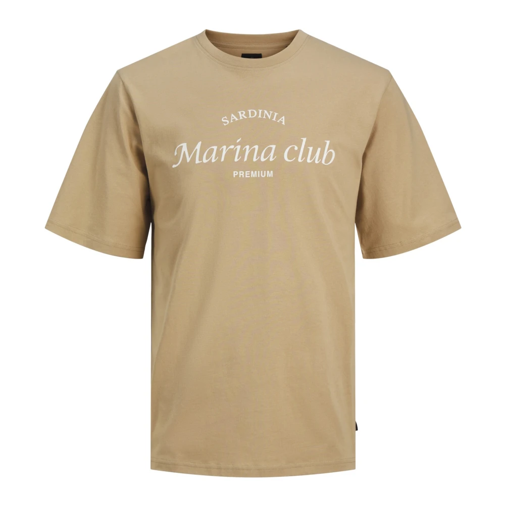 Jack & jones Front Print T-Shirt Ocean Club Beige Heren