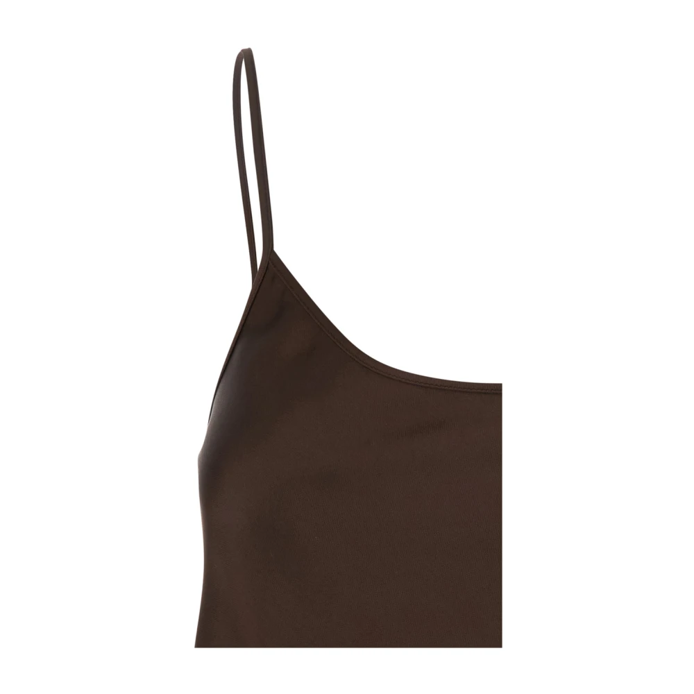 Plain Units Bruine Satijnen Spaghettiband Top Brown Dames