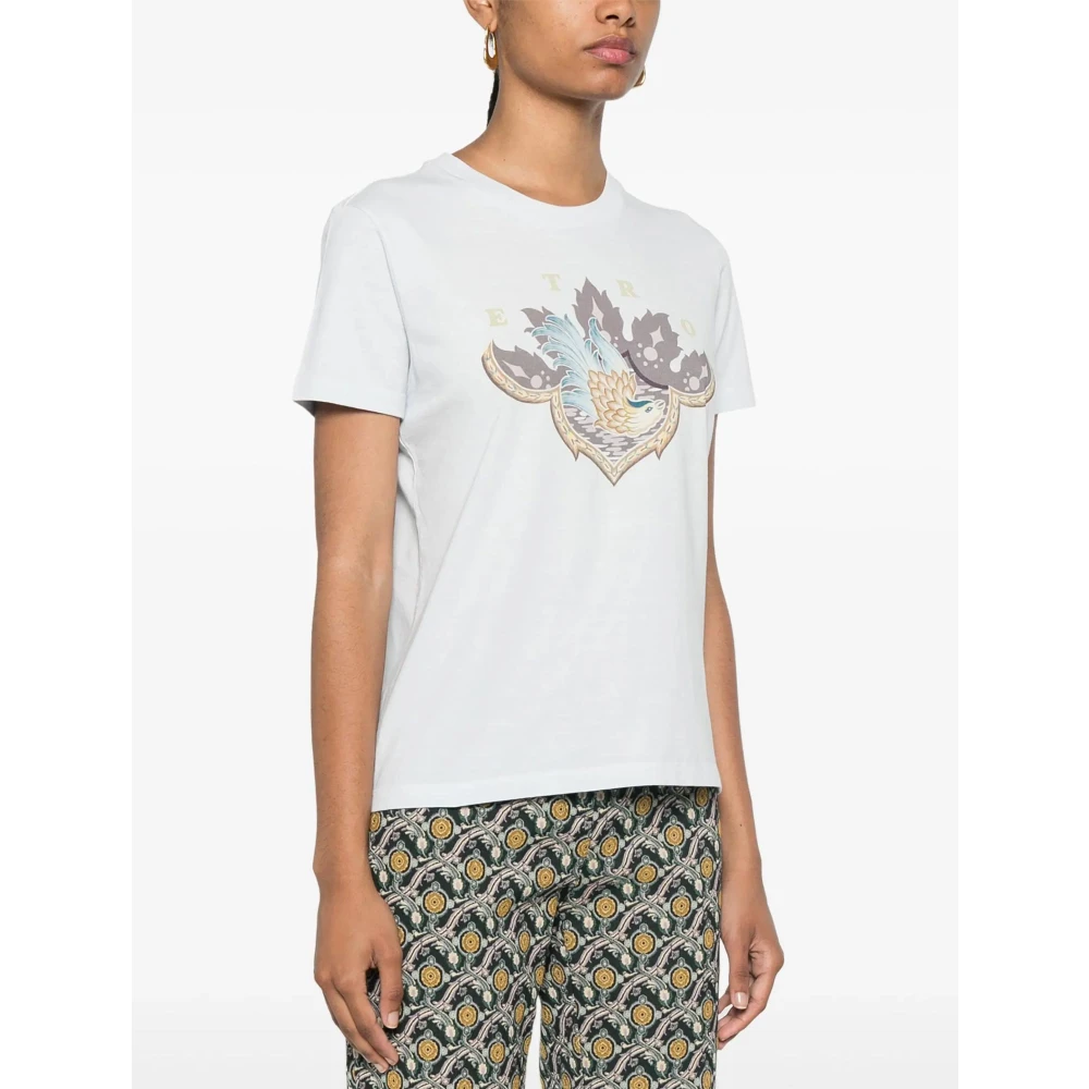 ETRO Wit Logo Print T-shirt White Dames