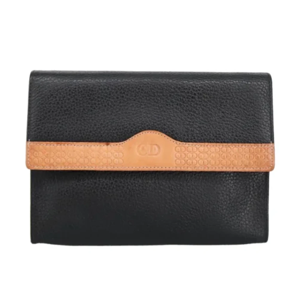 Dior Vintage Pre-owned Leather clutches Black Dames