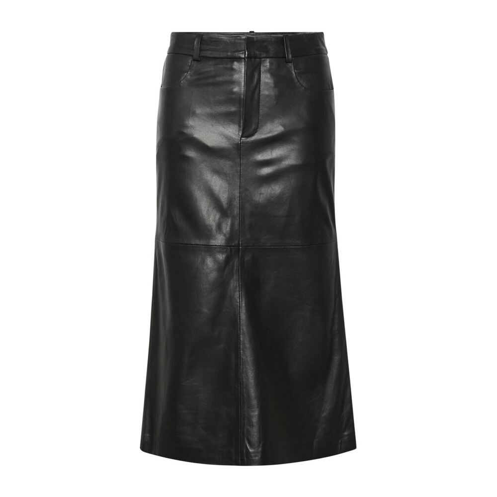 Jupe en Cuir Noir Taille Haute Gestuz Femme Miinto