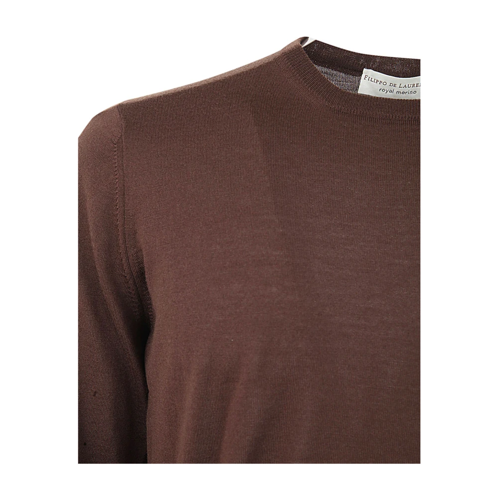 Filippo De Laurentiis Bruine Merino Crew Neck Sweater Brown Heren