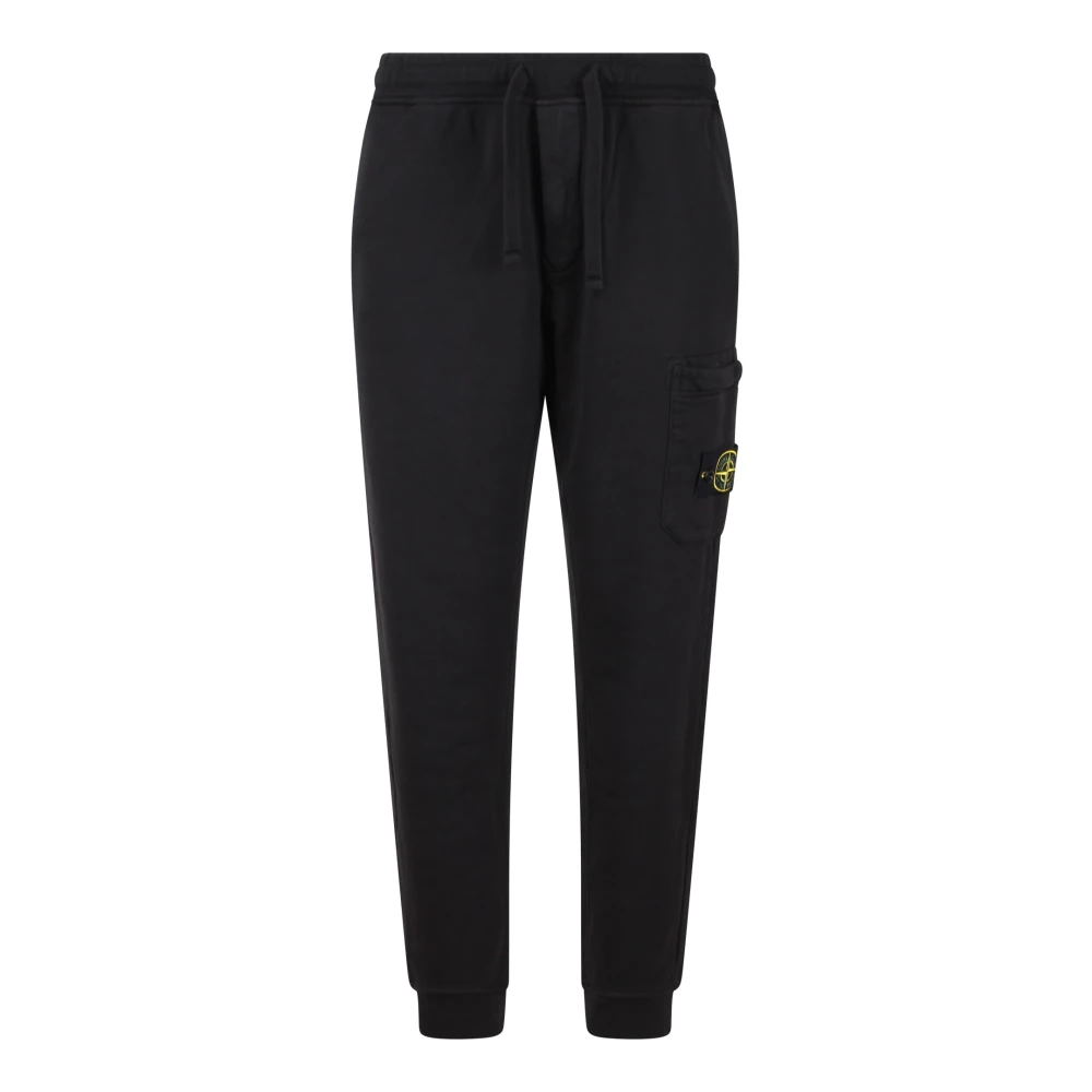 Stone Island Logo Badge Sweat Pants Black Heren