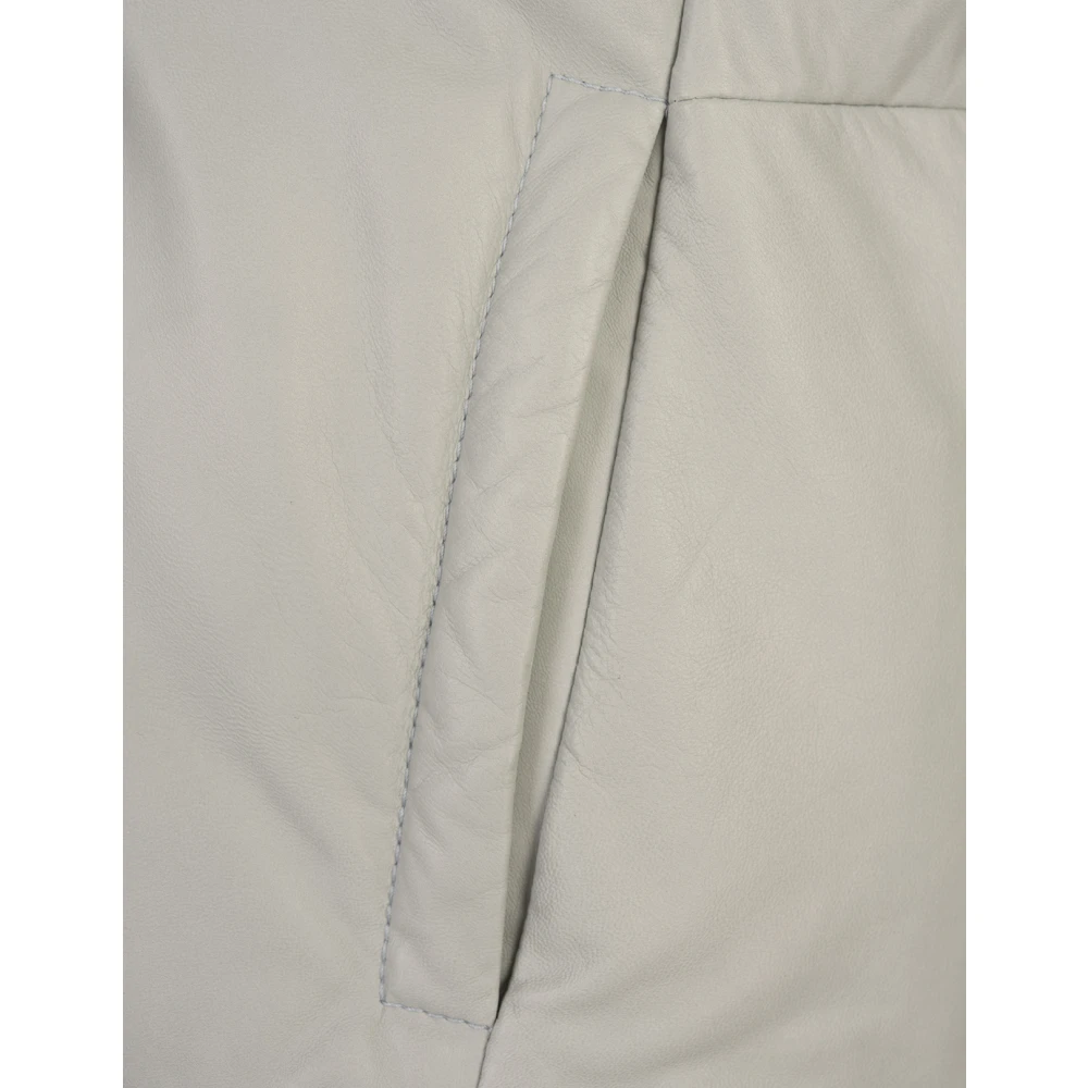 Jil Sander Groen Leren Gewatteerde Gilet Green Dames