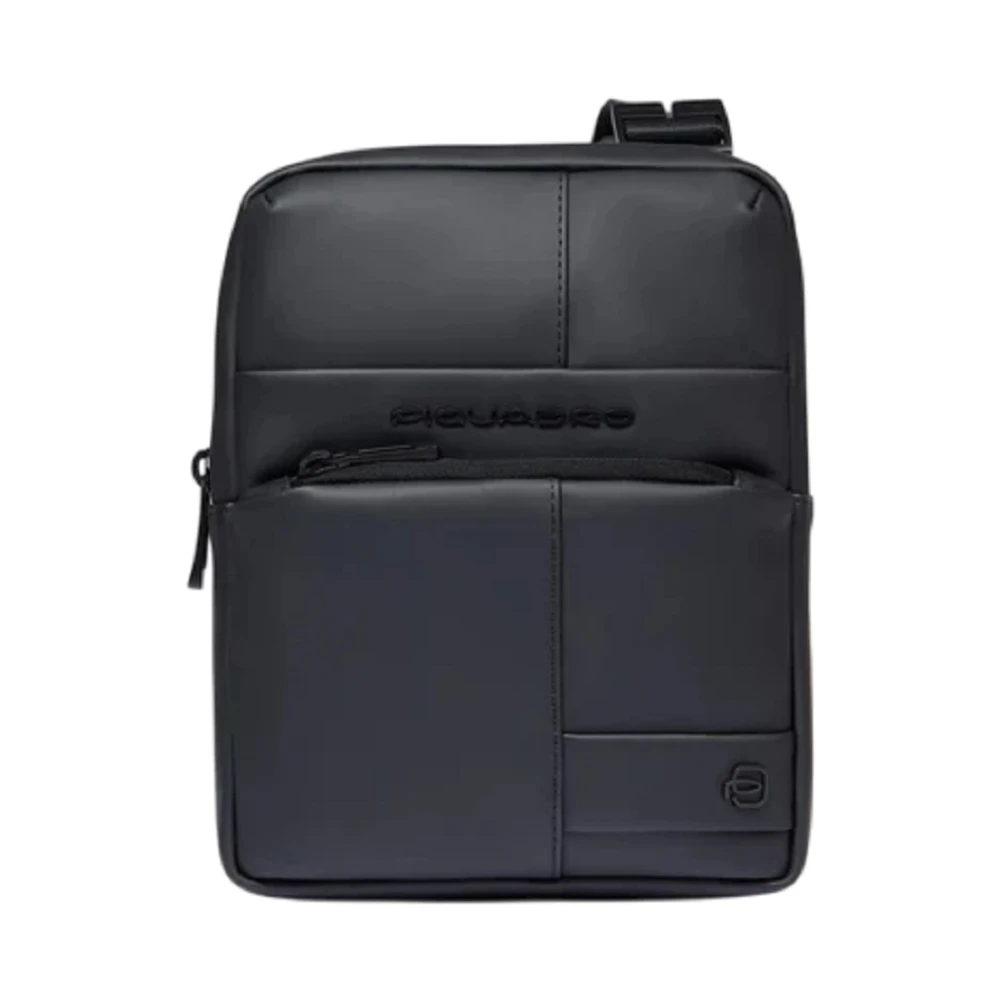 Piquadro Men's Black Pocket Crossbody Bag With Ipad Mini