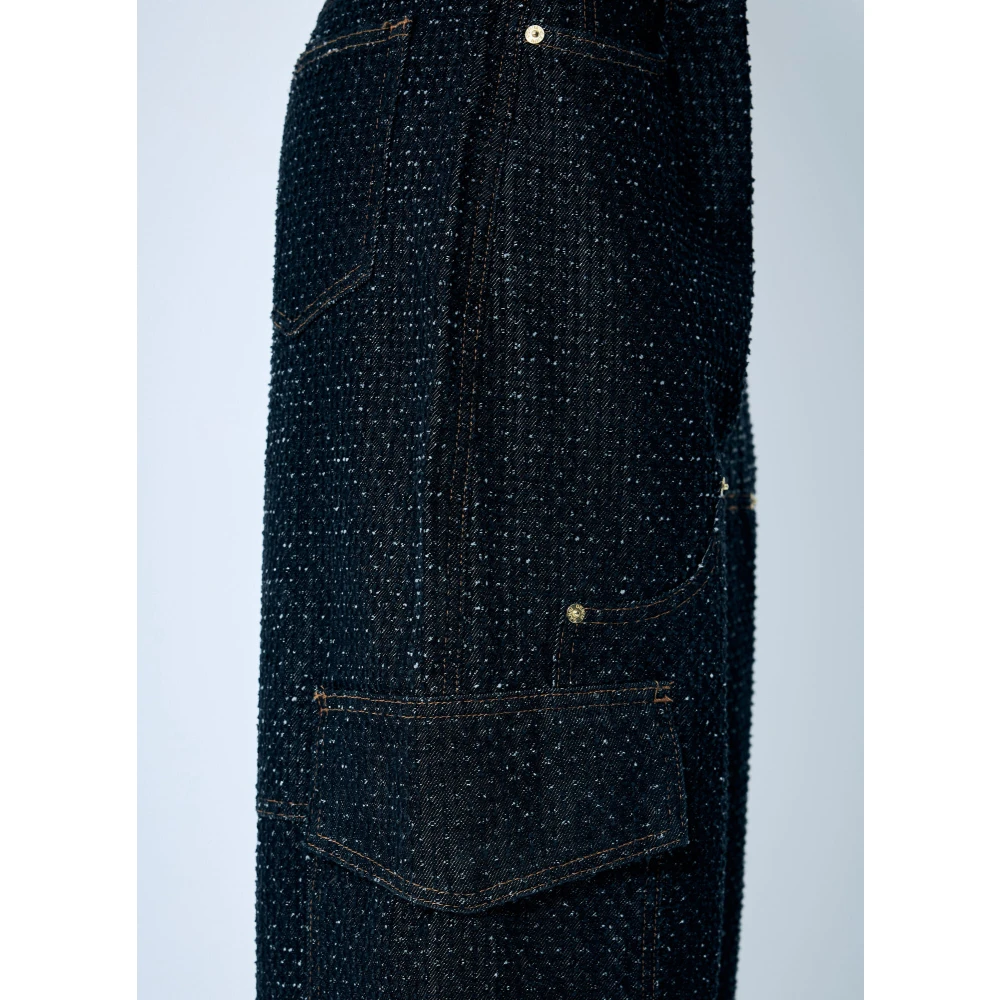 Ganni Fluffy Denim Carpenter Jeans Black Dames
