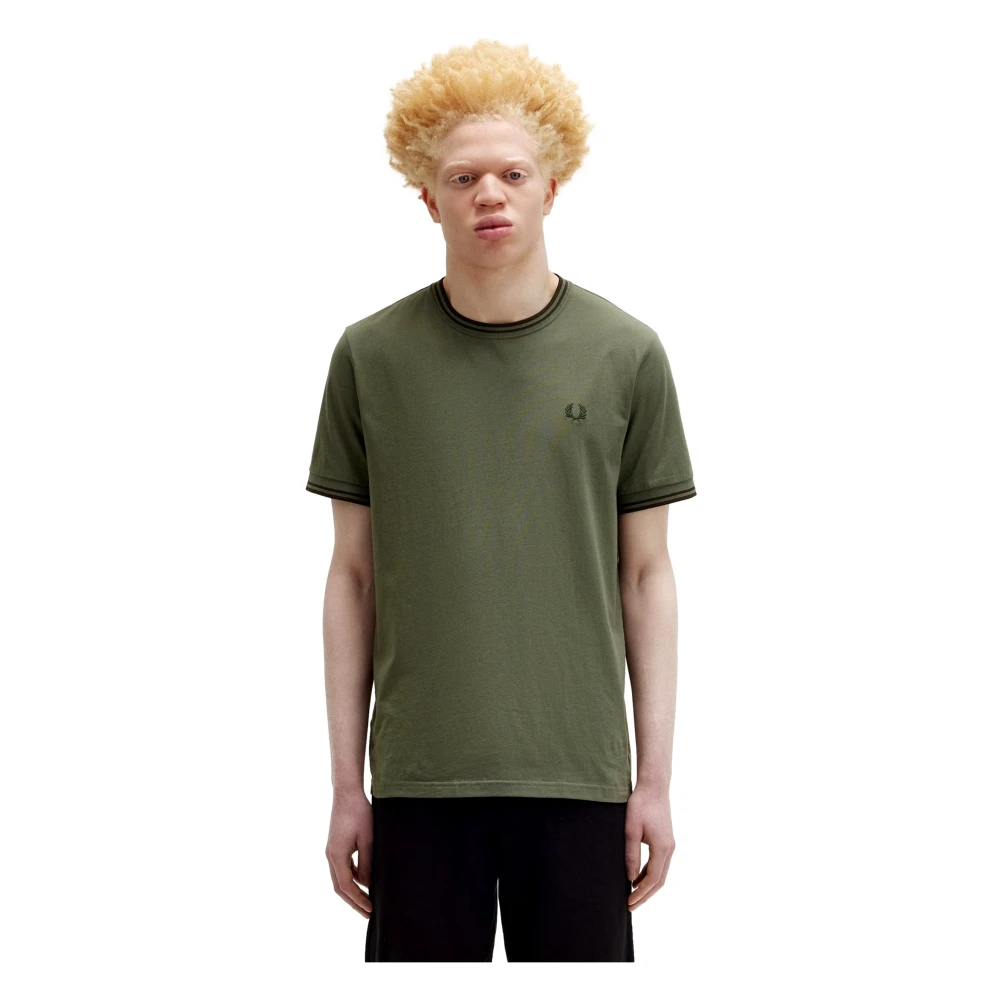 Fred Perry Groene Contrasterende Hals Tee Green Heren