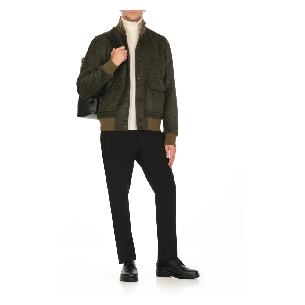 Stewart Groene wollen blend jas met hoge kraag Green Heren